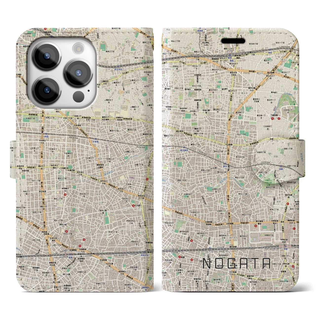 【野方(東京都)】地図柄iPhoneケース(手帳タイプ)