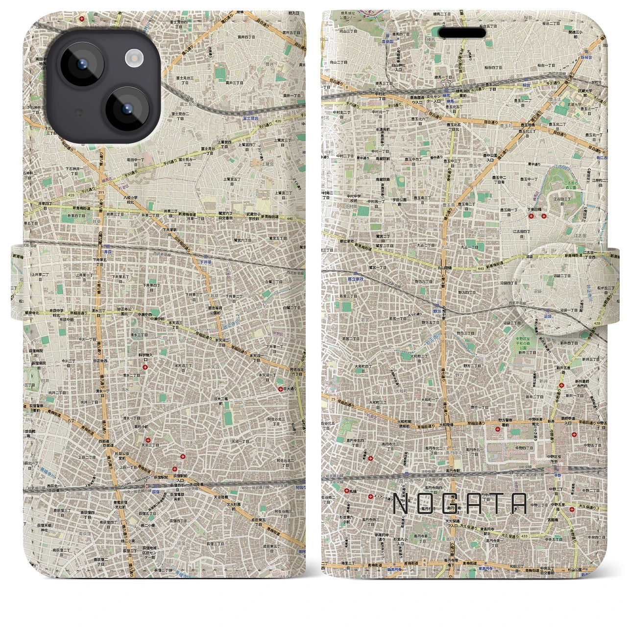 【野方(東京都)】地図柄iPhoneケース(手帳タイプ)