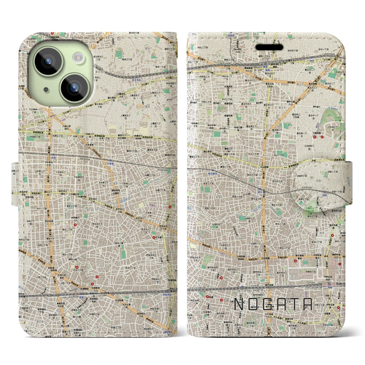 【野方(東京都)】地図柄iPhoneケース(手帳タイプ)