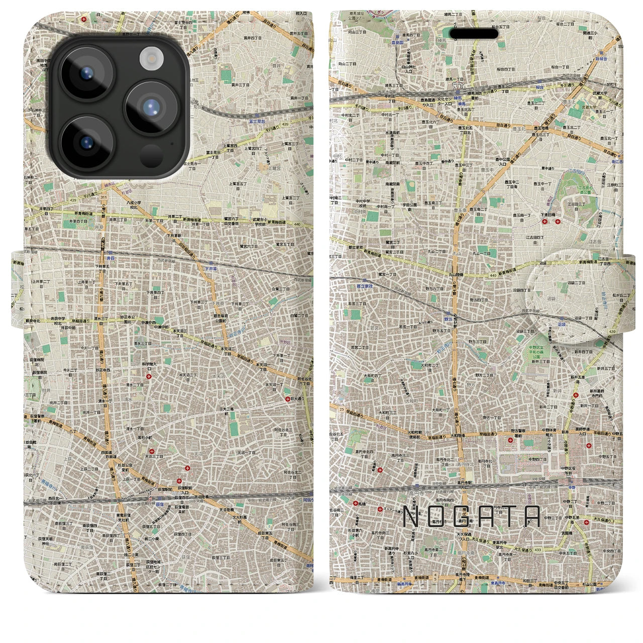【野方(東京都)】地図柄iPhoneケース(手帳タイプ)