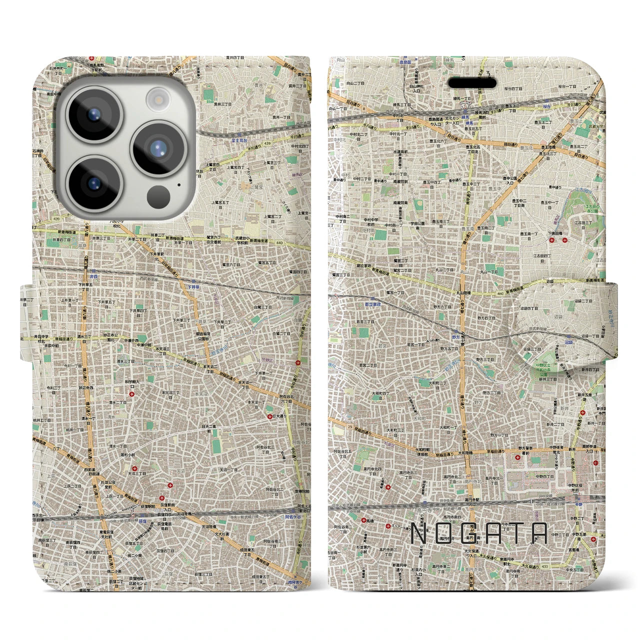 【野方(東京都)】地図柄iPhoneケース(手帳タイプ)