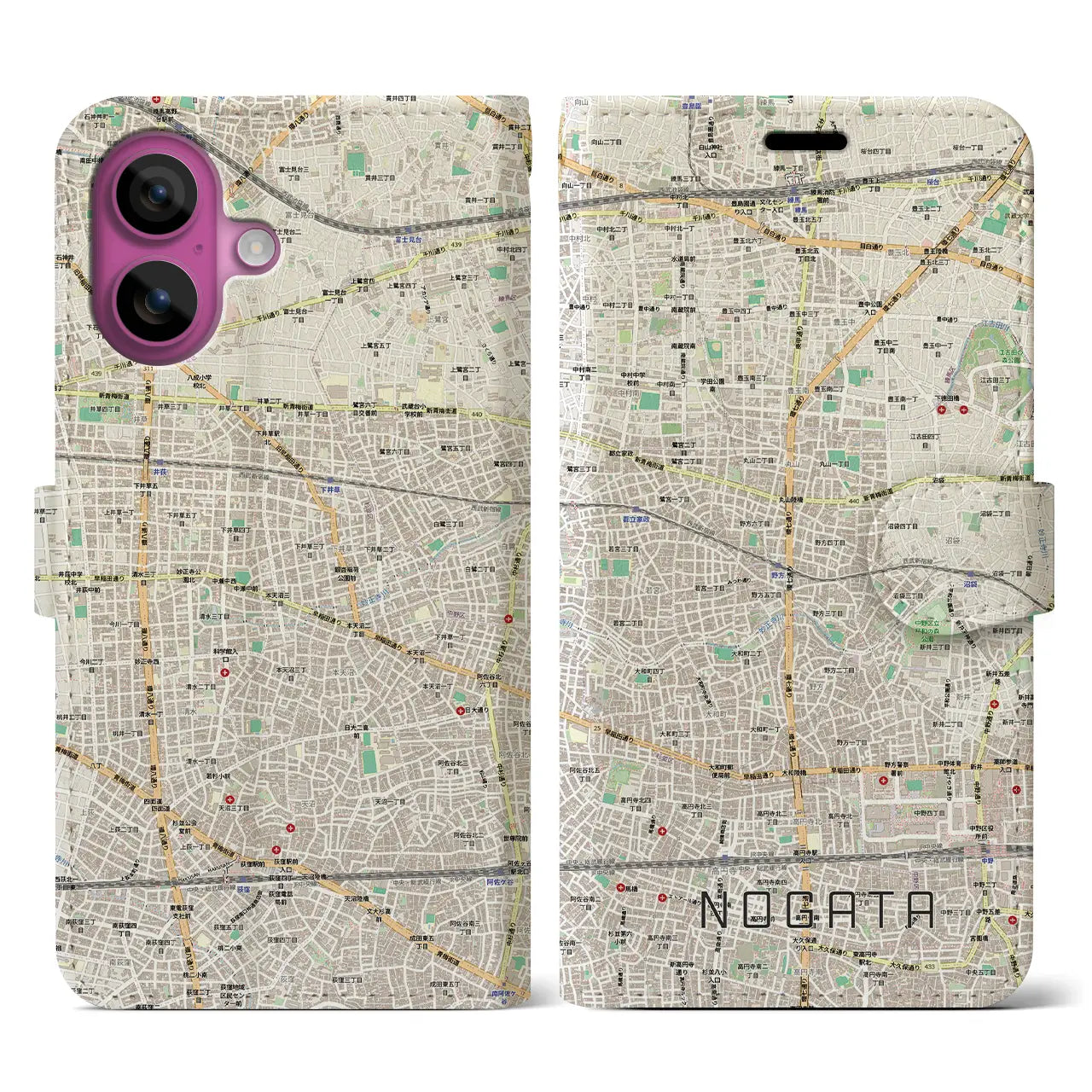 【野方(東京都)】地図柄iPhoneケース(手帳タイプ)