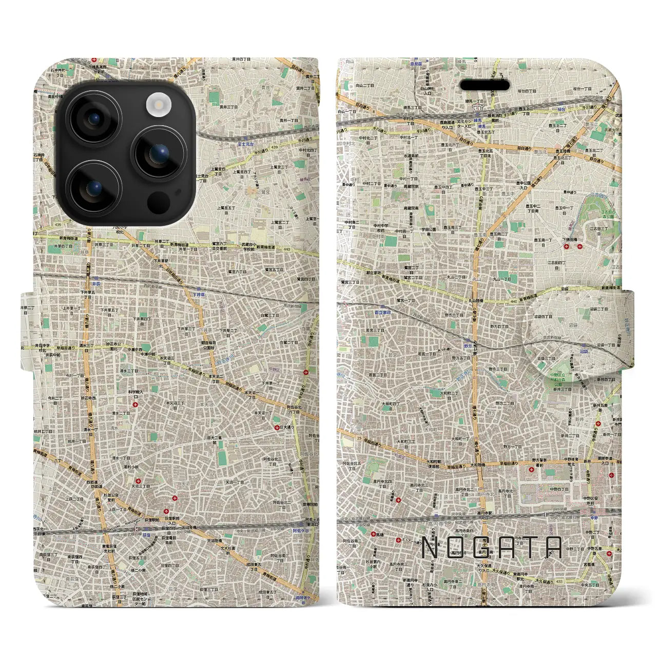 【野方(東京都)】地図柄iPhoneケース(手帳タイプ)