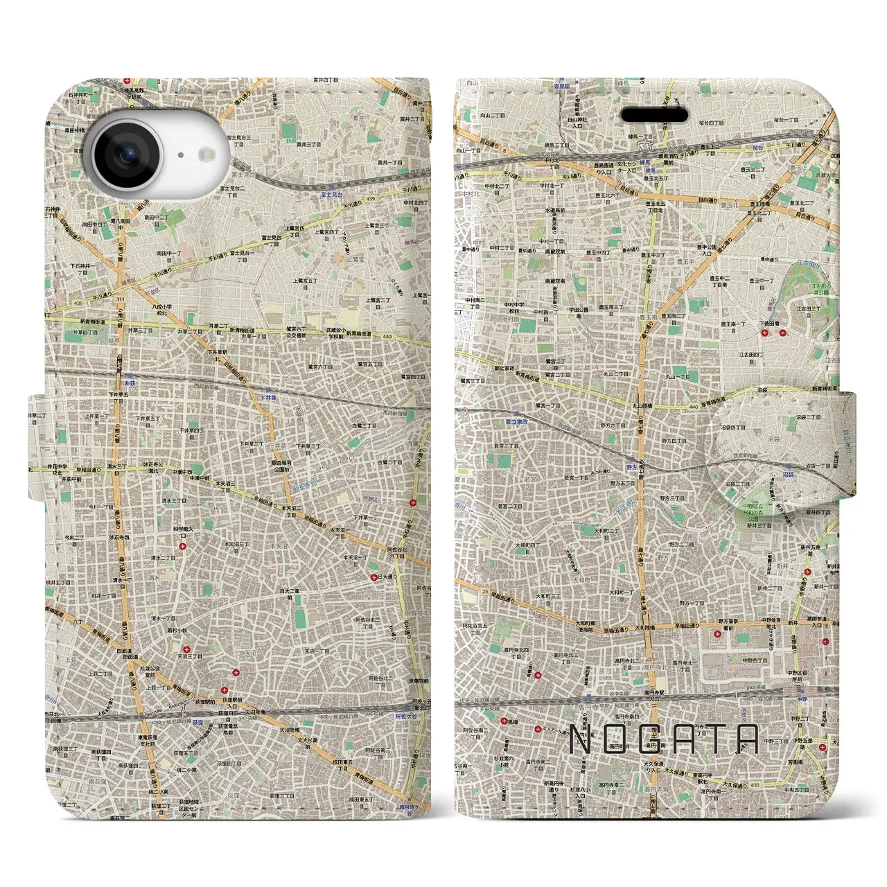 【野方(東京都)】地図柄iPhoneケース(手帳タイプ)