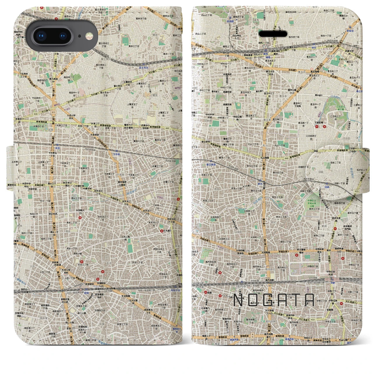 【野方(東京都)】地図柄iPhoneケース(手帳タイプ)