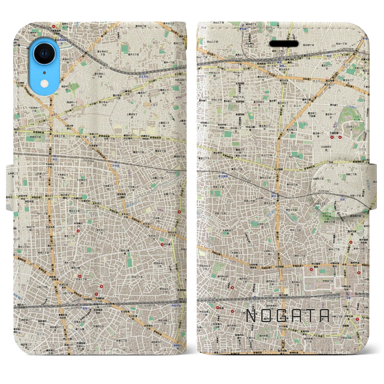【野方(東京都)】地図柄iPhoneケース(手帳タイプ)