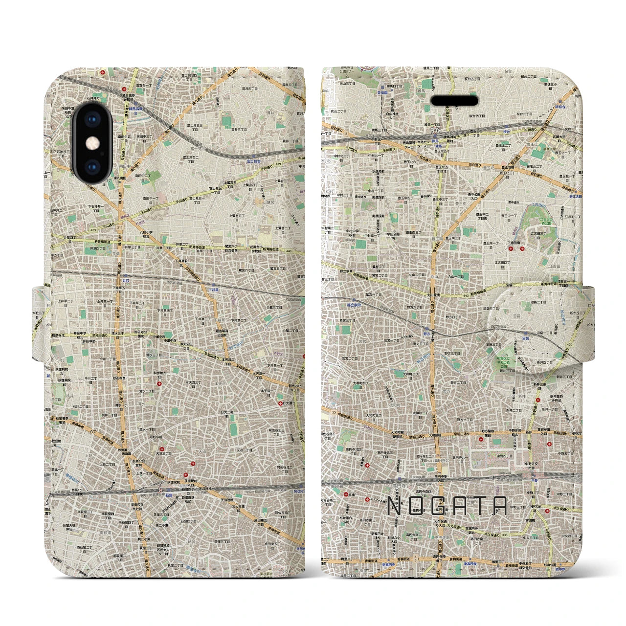 【野方(東京都)】地図柄iPhoneケース(手帳タイプ)