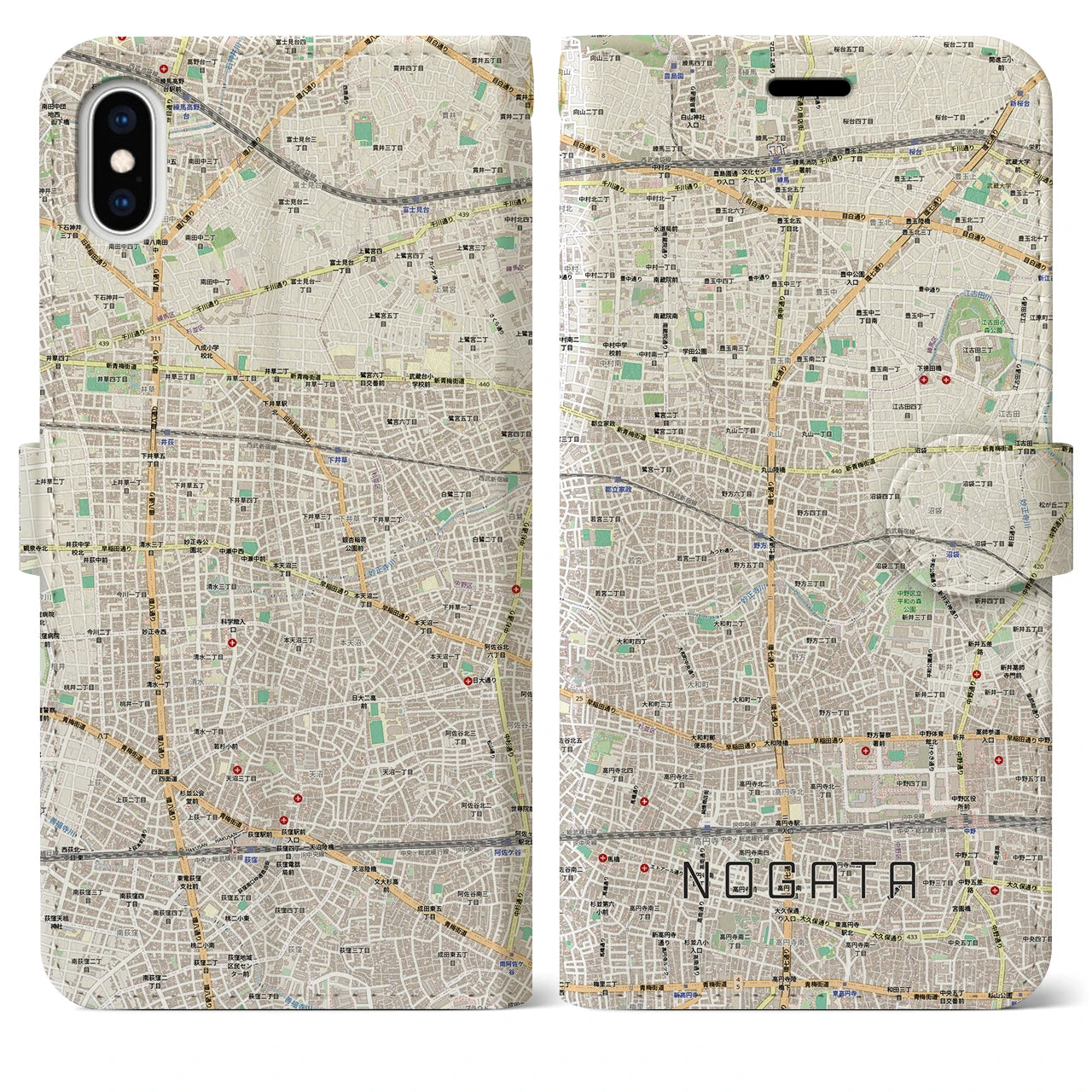【野方(東京都)】地図柄iPhoneケース(手帳タイプ)