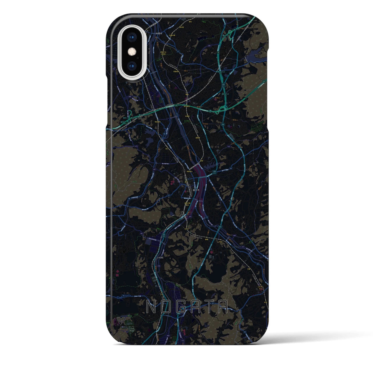 【直方(福岡県)】地図柄iPhoneケース(バックカバータイプ)