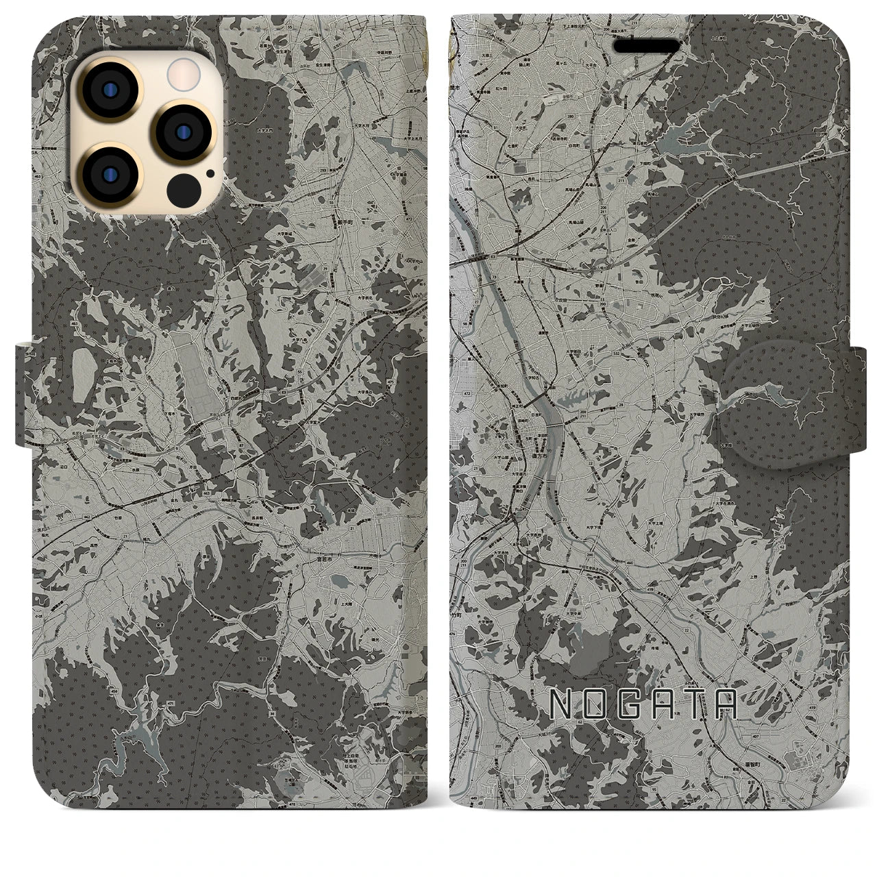 【直方(福岡県)】地図柄iPhoneケース(手帳タイプ)