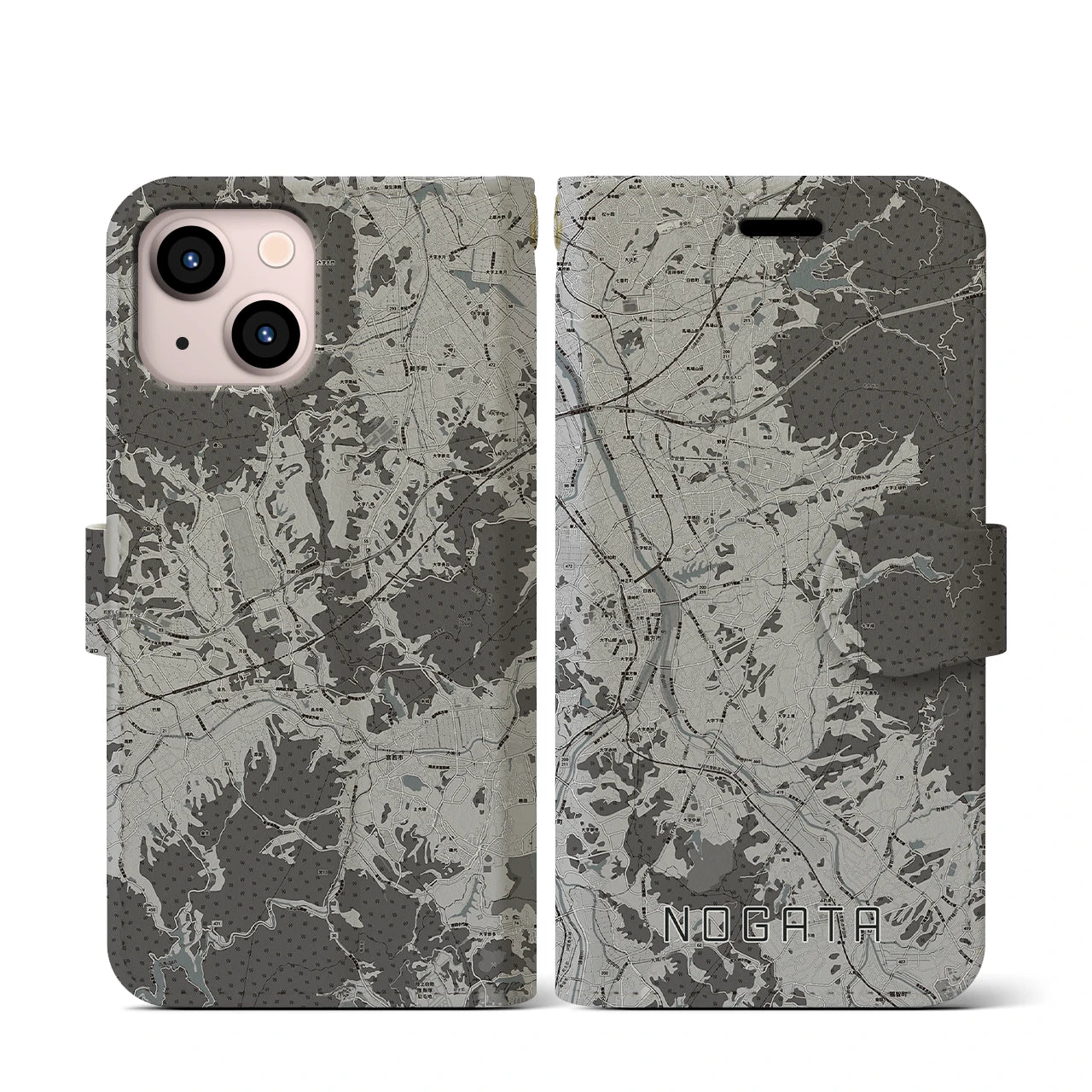 【直方(福岡県)】地図柄iPhoneケース(手帳タイプ)