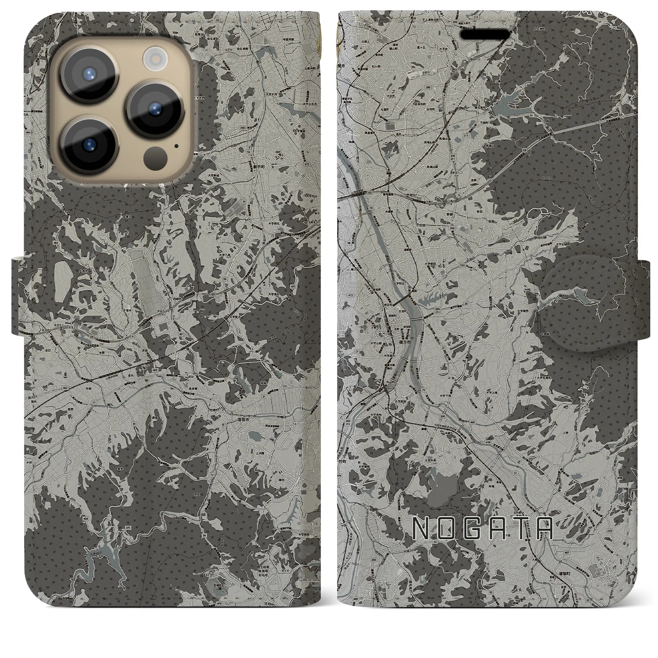 【直方(福岡県)】地図柄iPhoneケース(手帳タイプ)