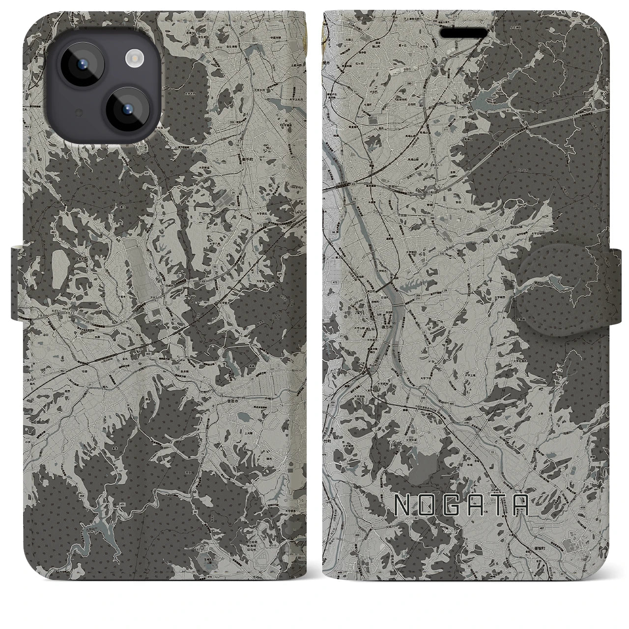 【直方(福岡県)】地図柄iPhoneケース(手帳タイプ)