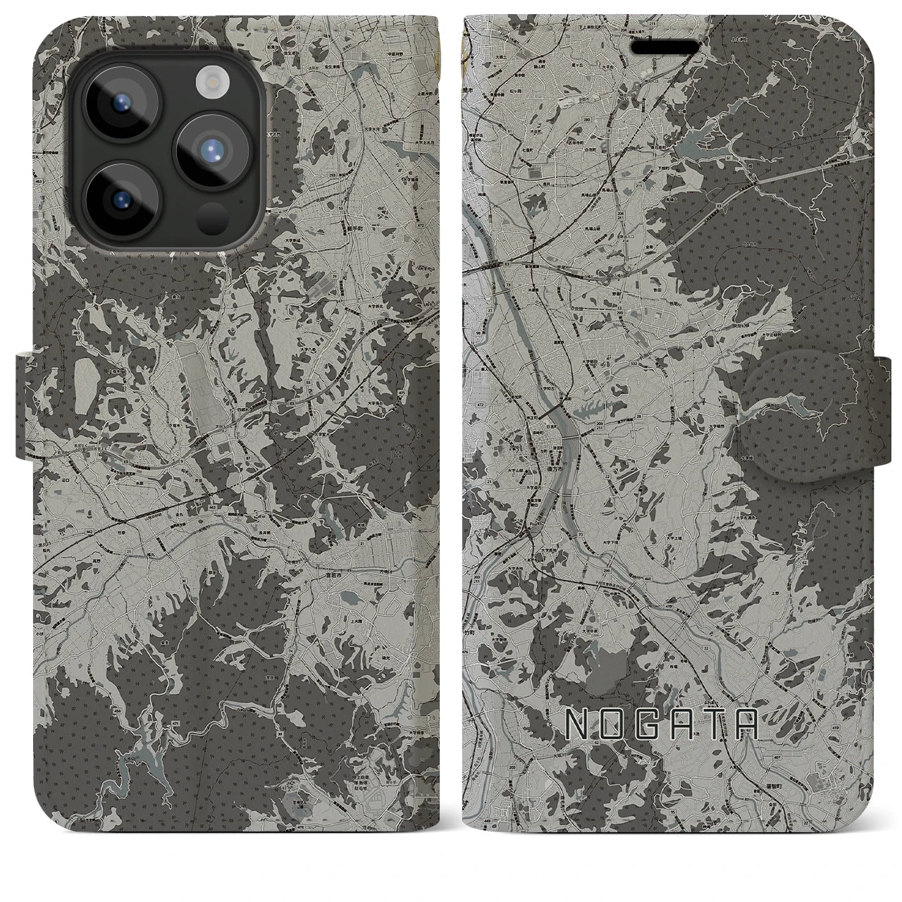 【直方(福岡県)】地図柄iPhoneケース(手帳タイプ)