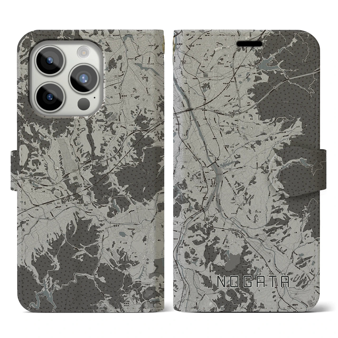 【直方(福岡県)】地図柄iPhoneケース(手帳タイプ)