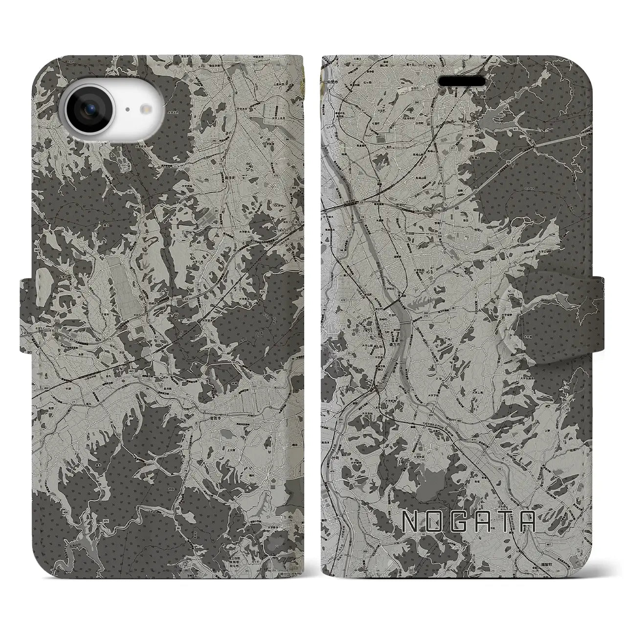 【直方(福岡県)】地図柄iPhoneケース(手帳タイプ)