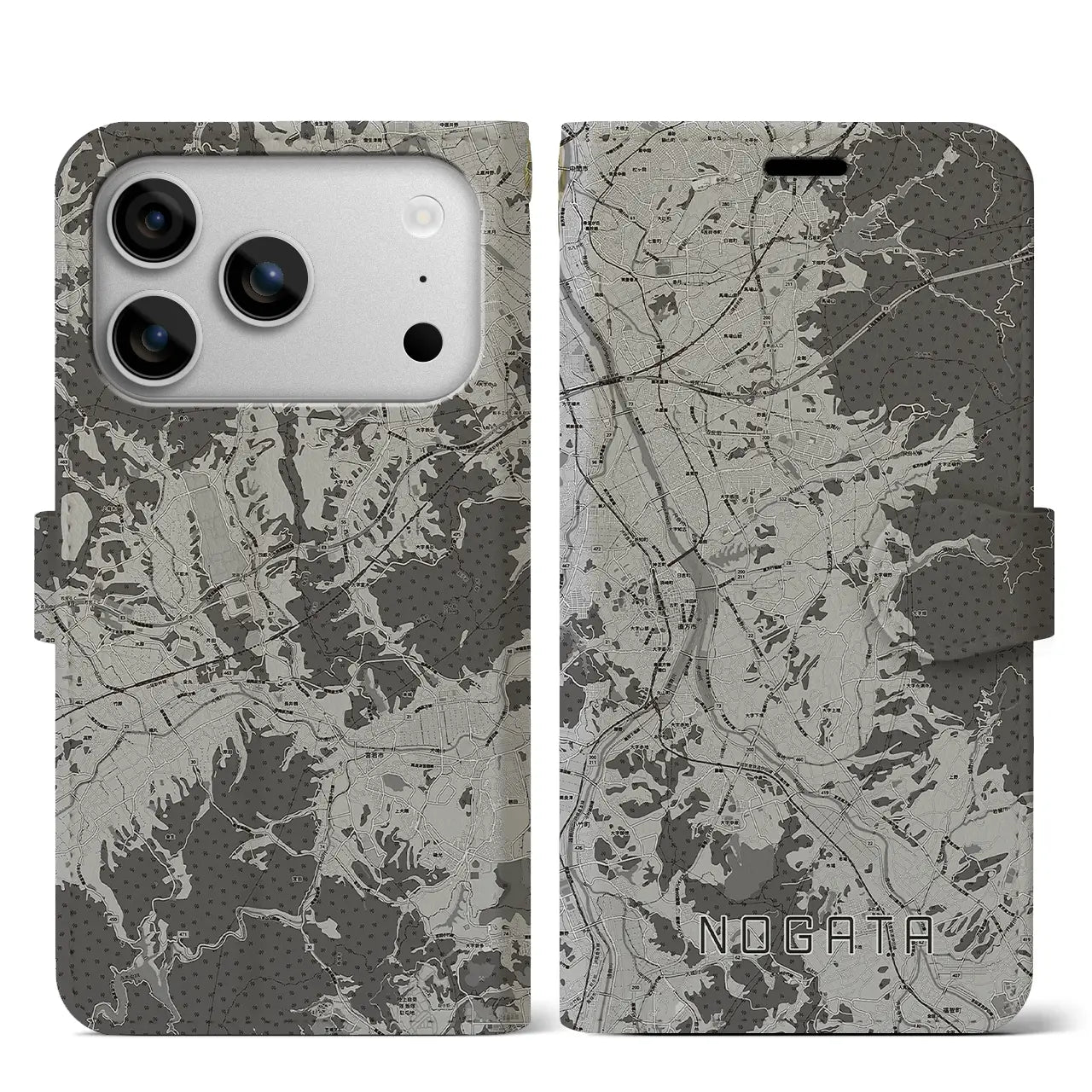 【直方(福岡県)】地図柄iPhoneケース(手帳タイプ)