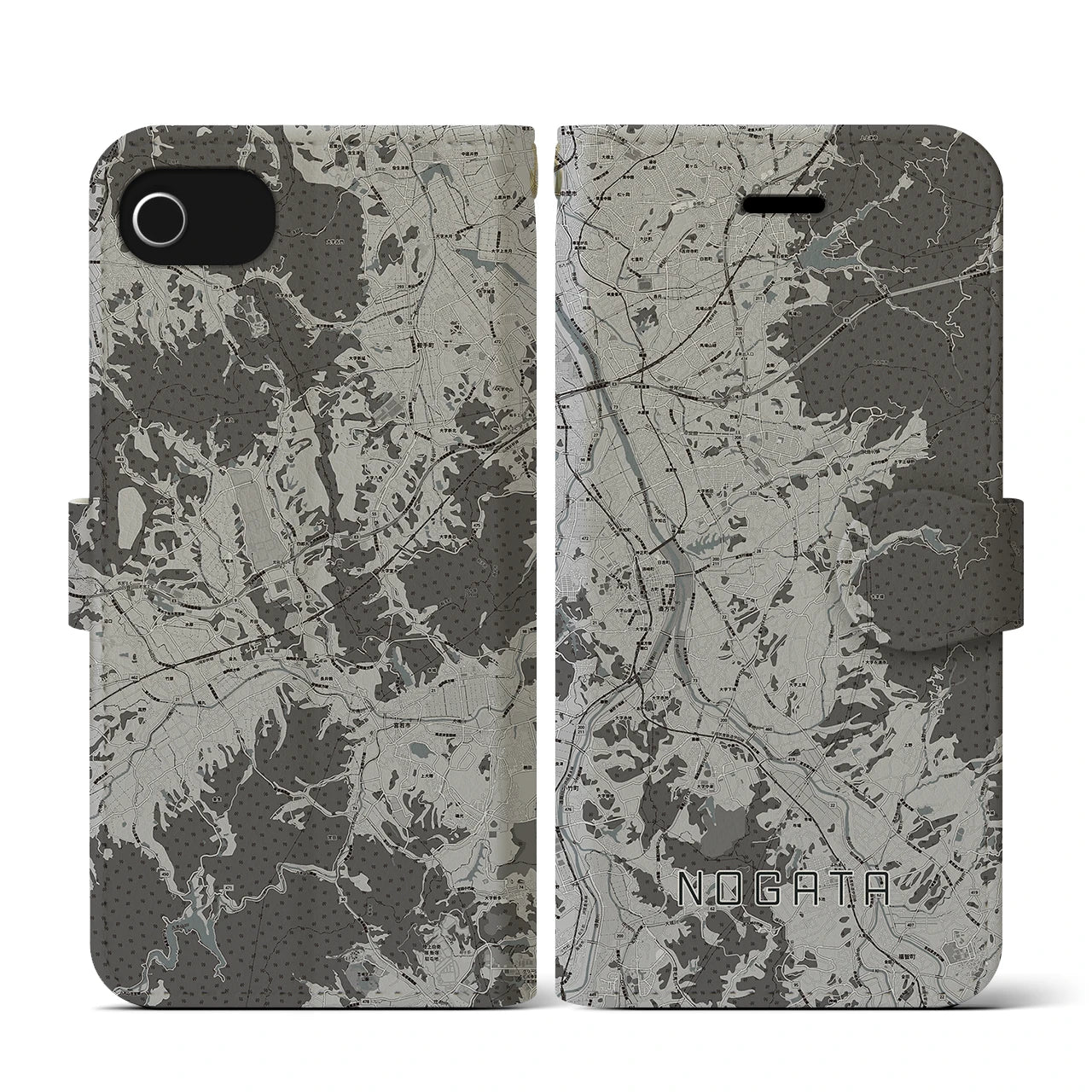 【直方(福岡県)】地図柄iPhoneケース(手帳タイプ)