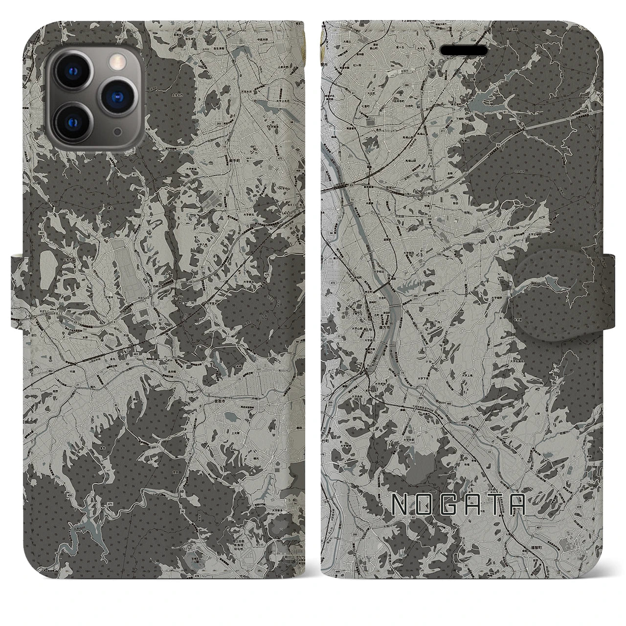 【直方(福岡県)】地図柄iPhoneケース(手帳タイプ)