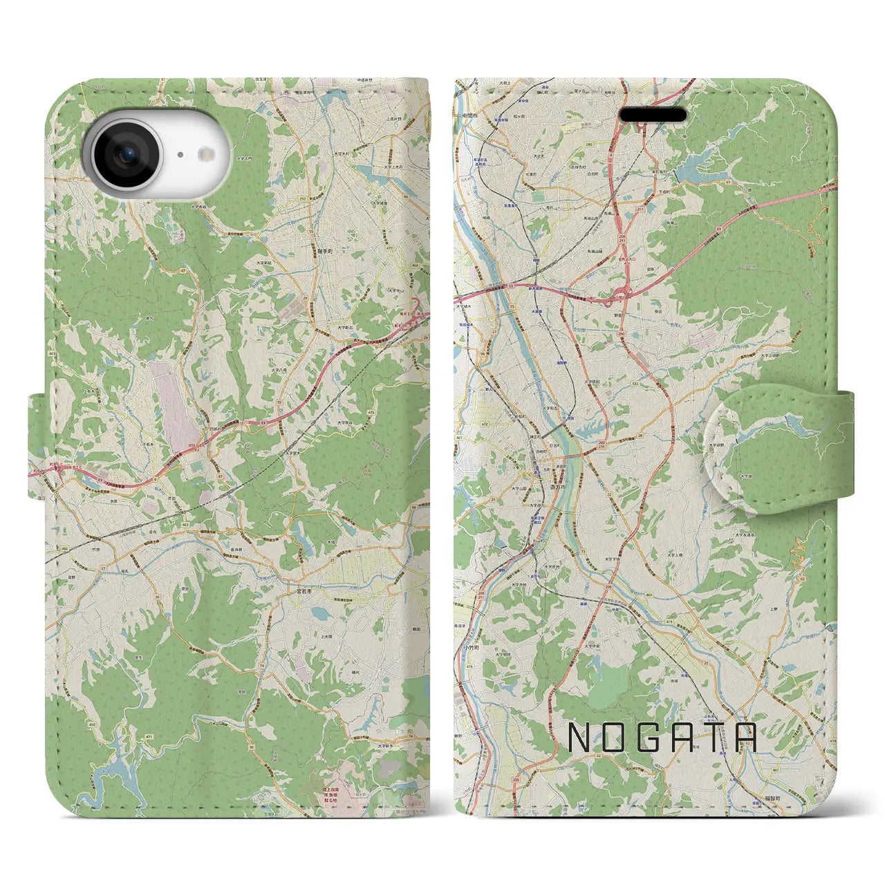 【直方(福岡県)】地図柄iPhoneケース(手帳タイプ)