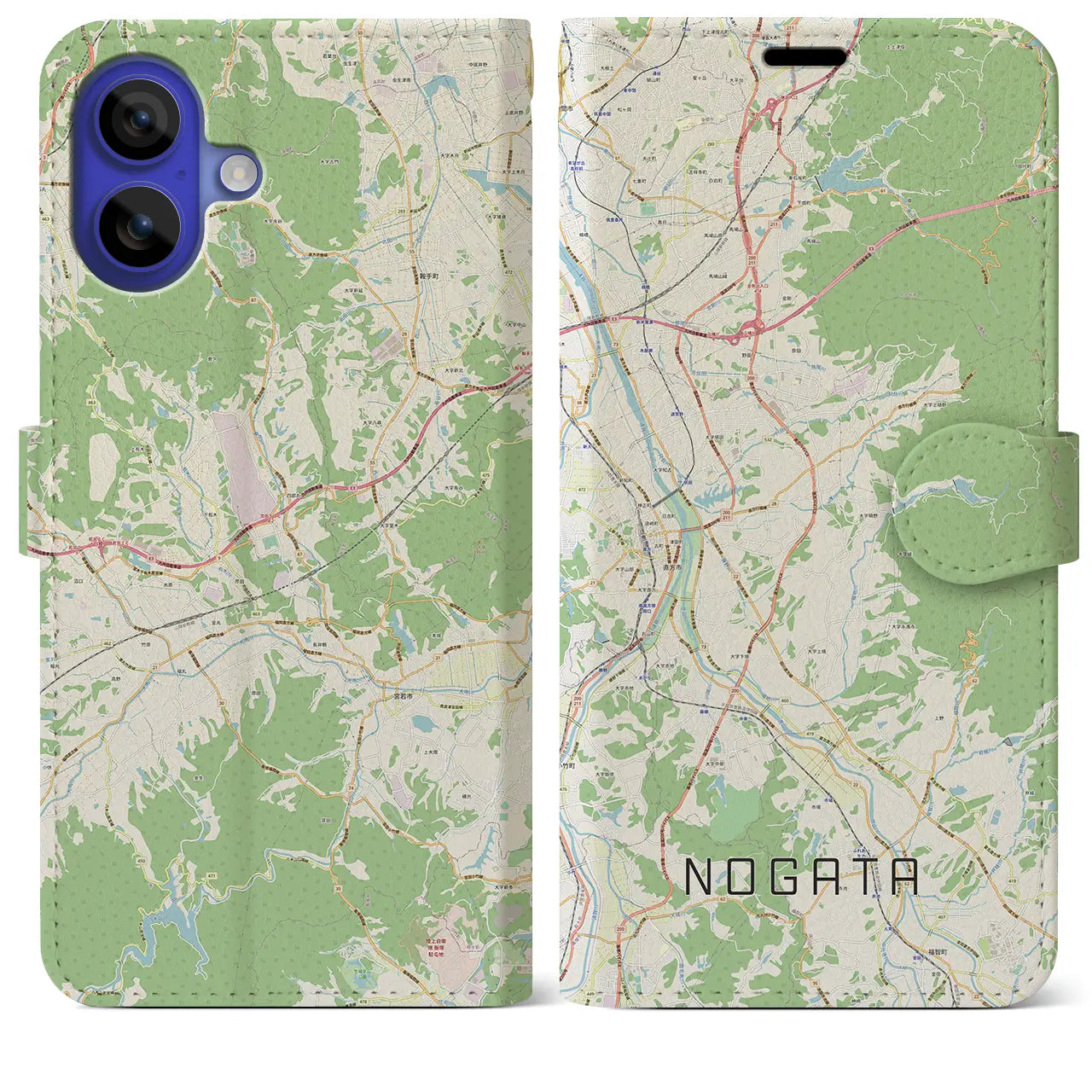 【直方(福岡県)】地図柄iPhoneケース(手帳タイプ)ナチュラル・iPhone 16 Pro Max 用