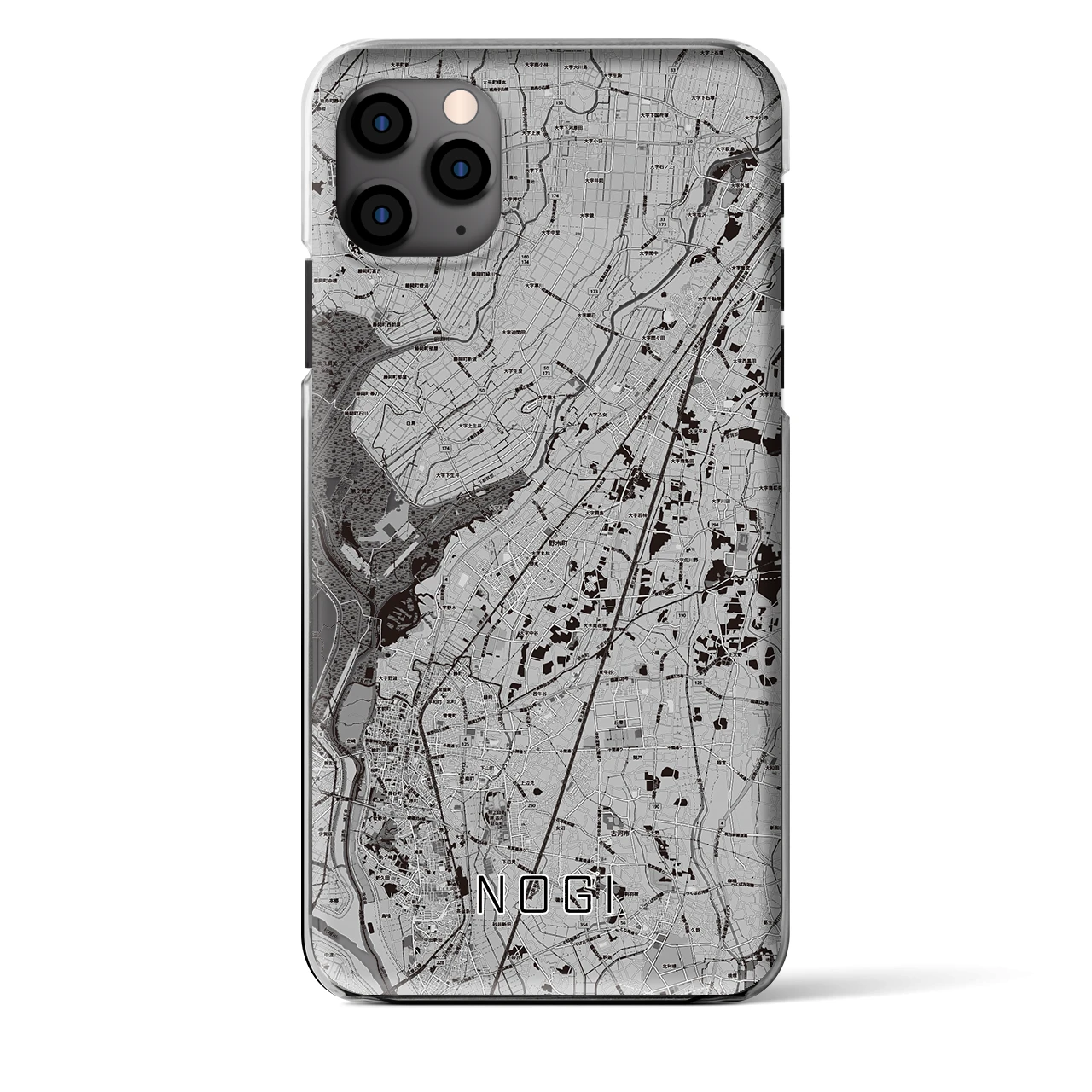 【野木(栃木県)】地図柄iPhoneケース(クリアタイプ)モノトーン・iPhone 11 Pro Max 用