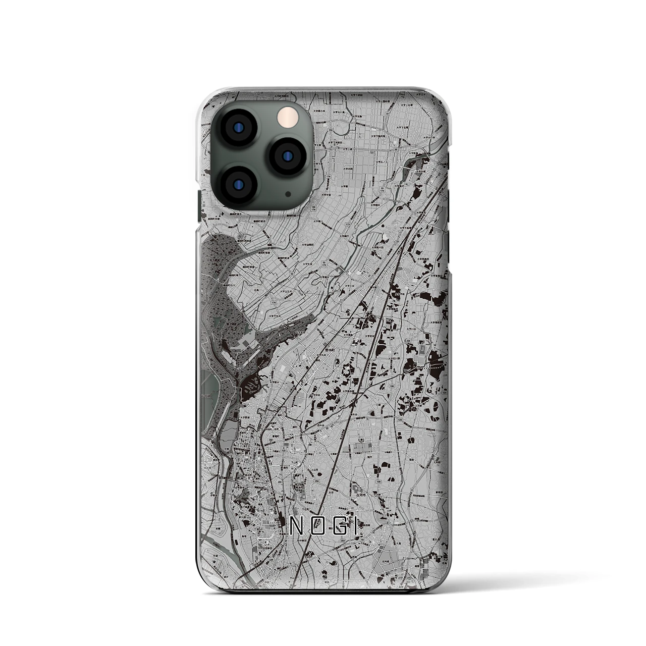 【野木(栃木県)】地図柄iPhoneケース(クリアタイプ)モノトーン・iPhone 11 Pro 用