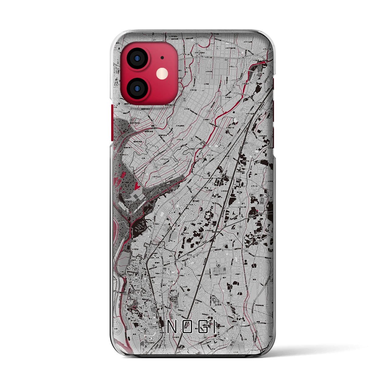 【野木(栃木県)】地図柄iPhoneケース(クリアタイプ)モノトーン・iPhone 11 用