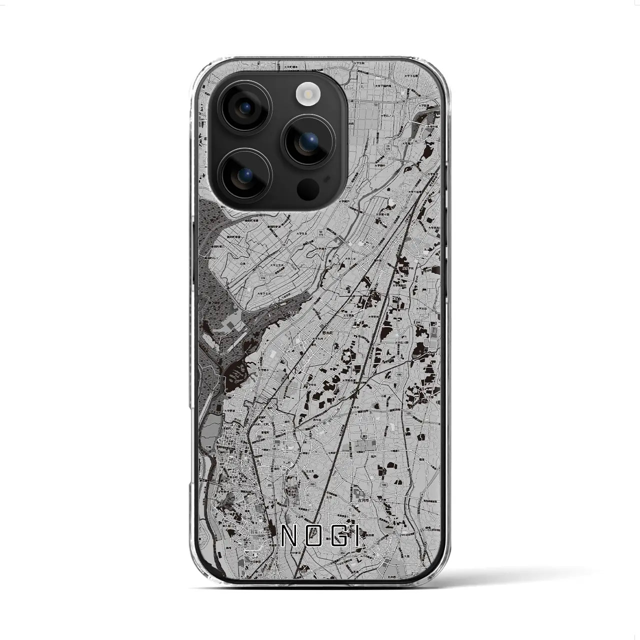 【野木(栃木県)】地図柄iPhoneケース(クリアタイプ)モノトーン・iPhone 16 用