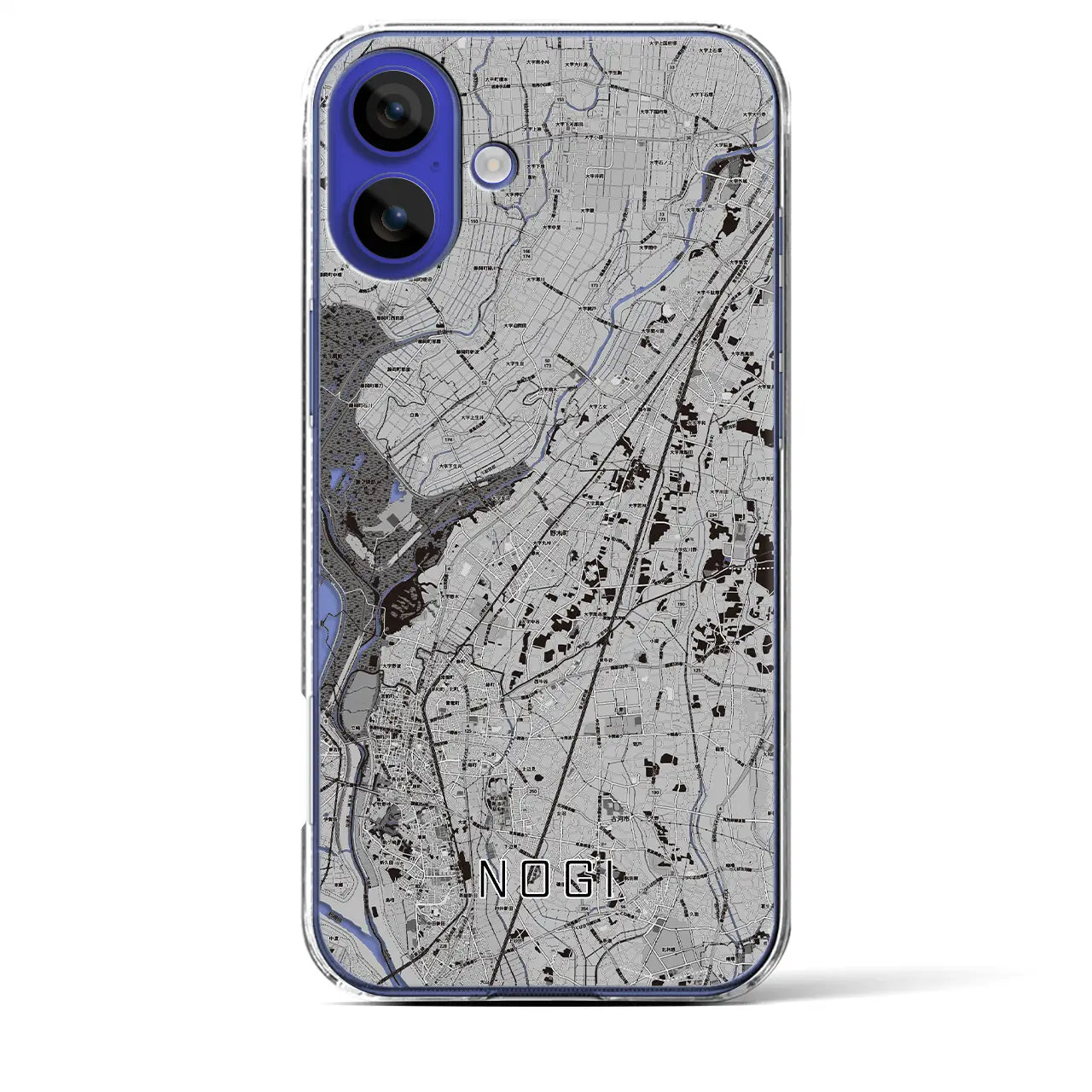 【野木(栃木県)】地図柄iPhoneケース(クリアタイプ)モノトーン・iPhone 16 Pro Max 用