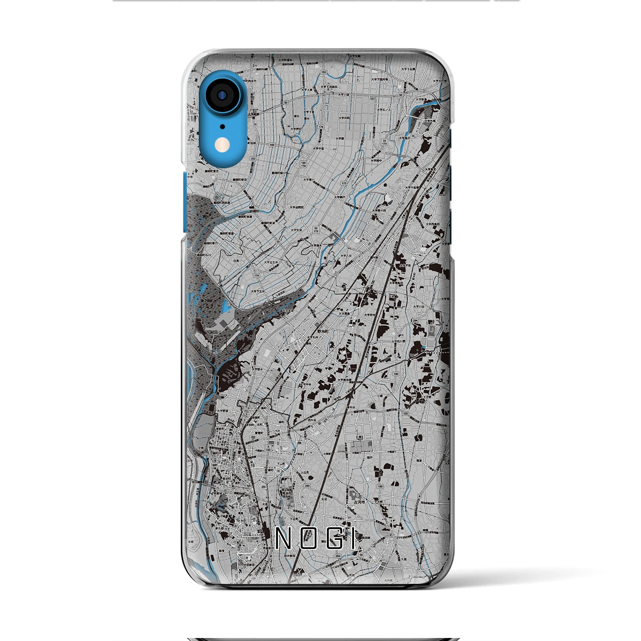 【野木(栃木県)】地図柄iPhoneケース(クリアタイプ)モノトーン・iPhone XR 用