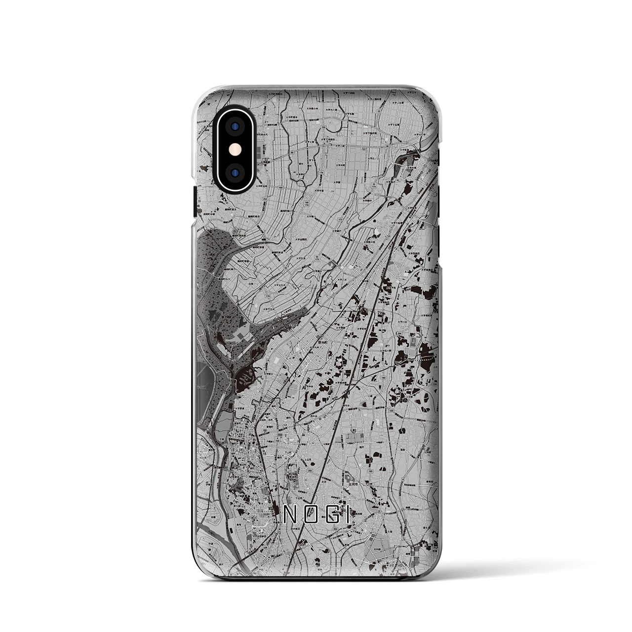 【野木(栃木県)】地図柄iPhoneケース(クリアタイプ)モノトーン・iPhone XS / X 用