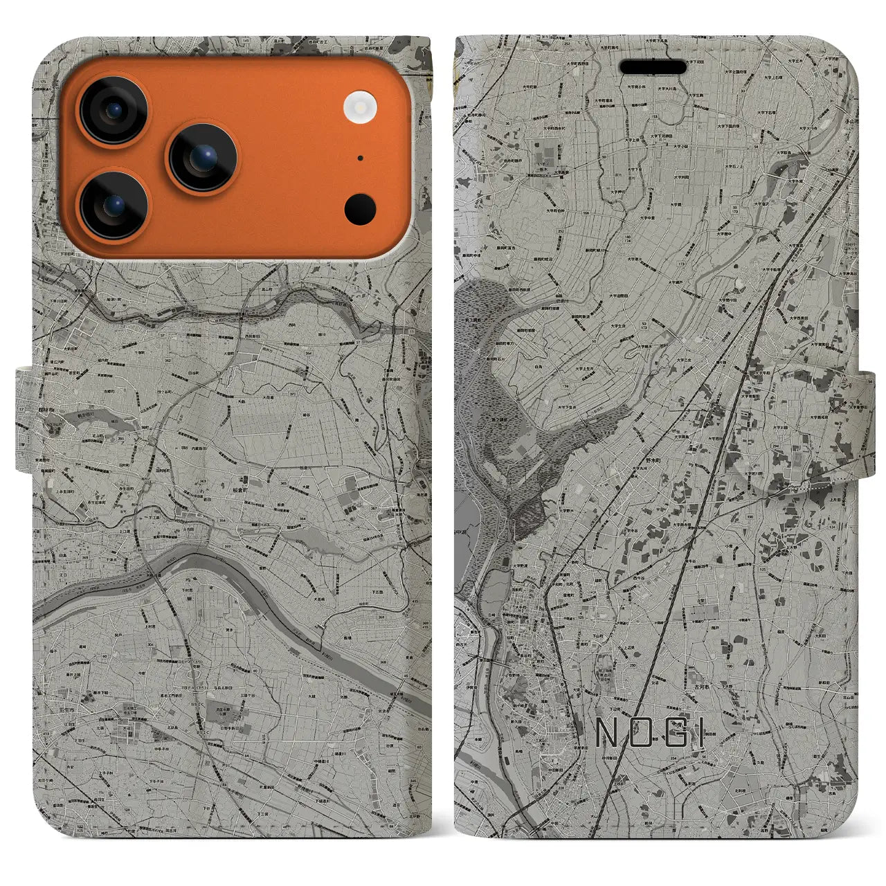 【野木(栃木県)】地図柄iPhoneケース(手帳タイプ)