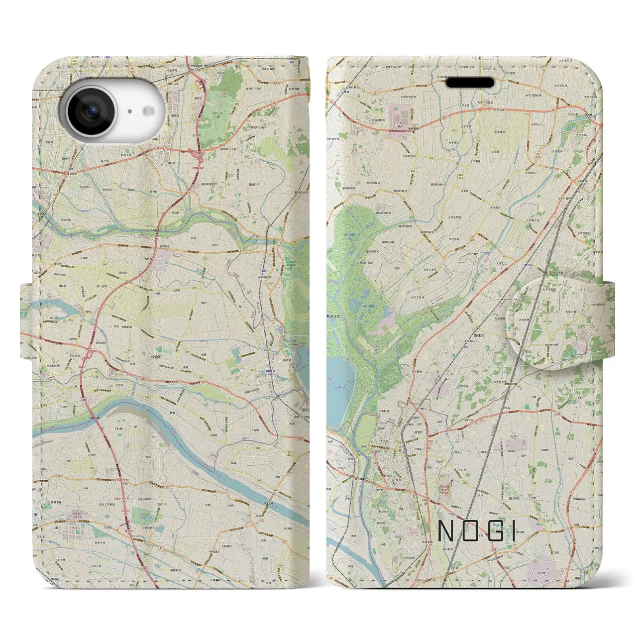 【野木(栃木県)】地図柄iPhoneケース(手帳タイプ)