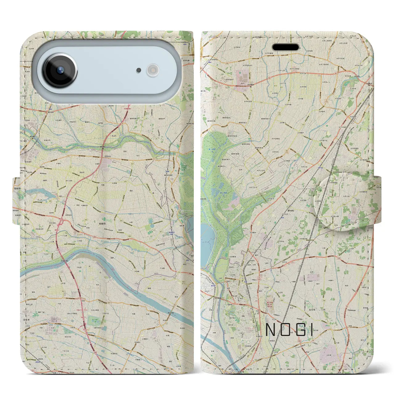 【野木(栃木県)】地図柄iPhoneケース(手帳タイプ)