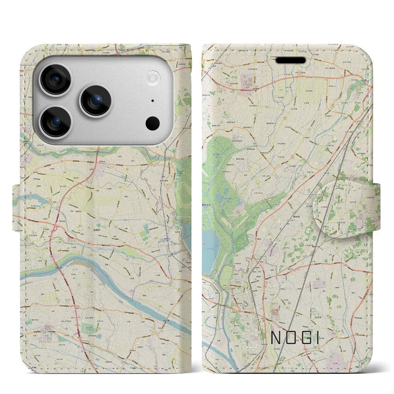 【野木(栃木県)】地図柄iPhoneケース(手帳タイプ)