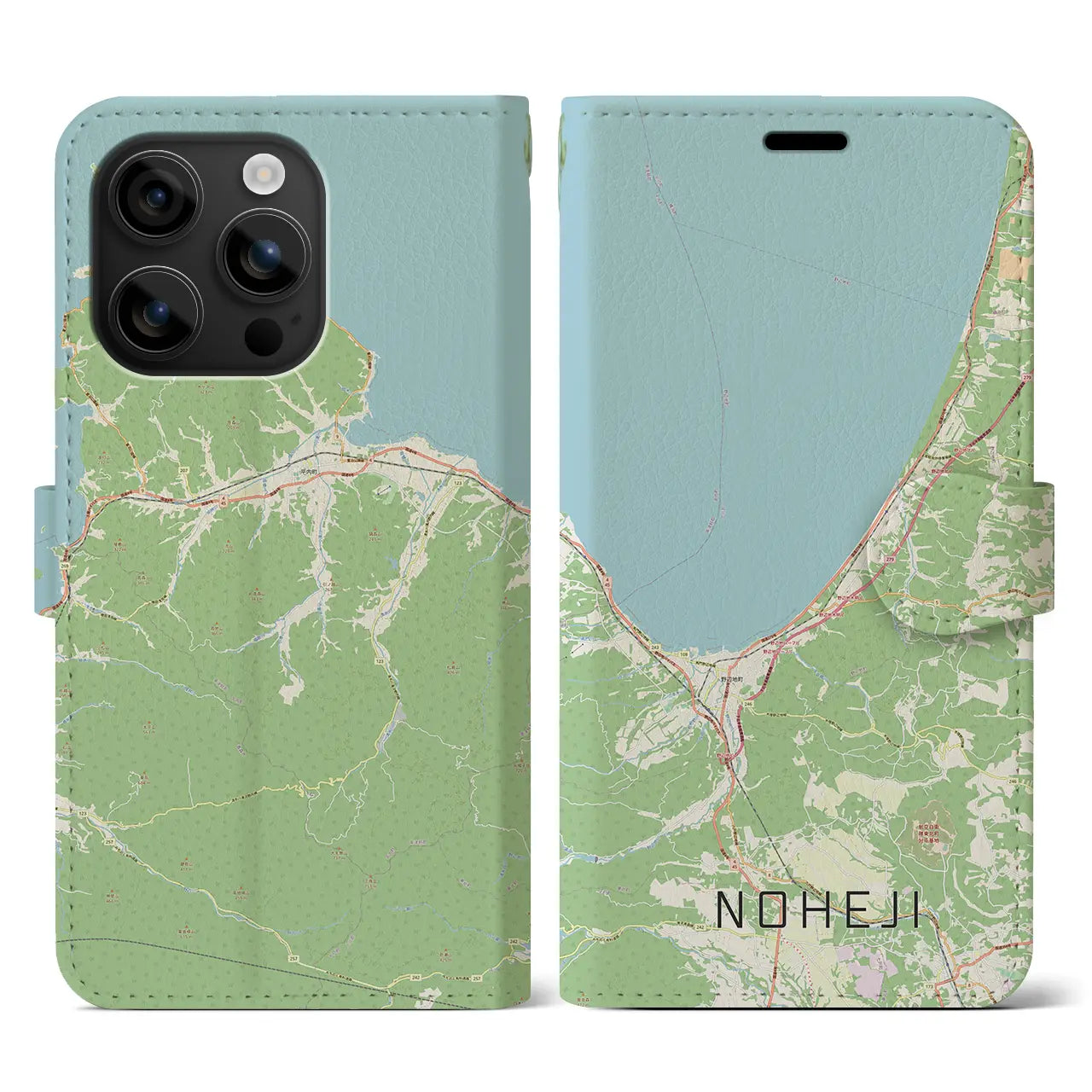 【野辺地(青森県)】地図柄iPhoneケース(手帳タイプ)ナチュラル・iPhone 16 用