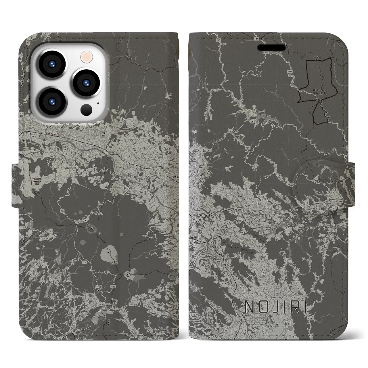 【野尻(宮崎県)】地図柄iPhoneケース(手帳タイプ)