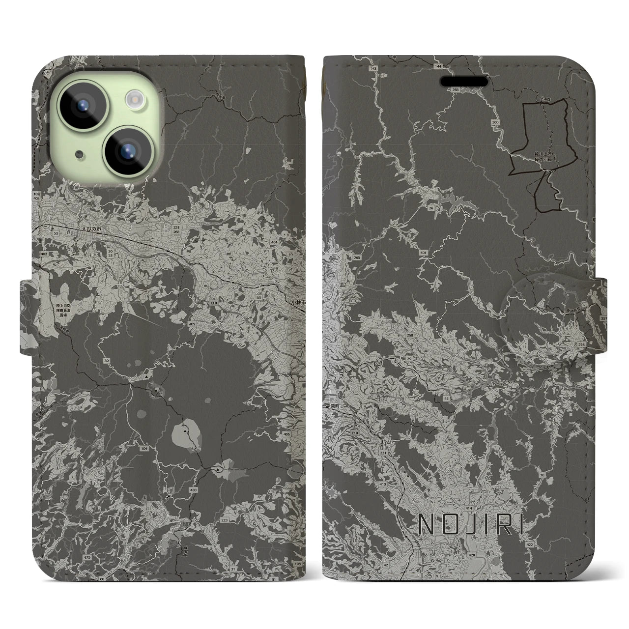 【野尻(宮崎県)】地図柄iPhoneケース(手帳タイプ)