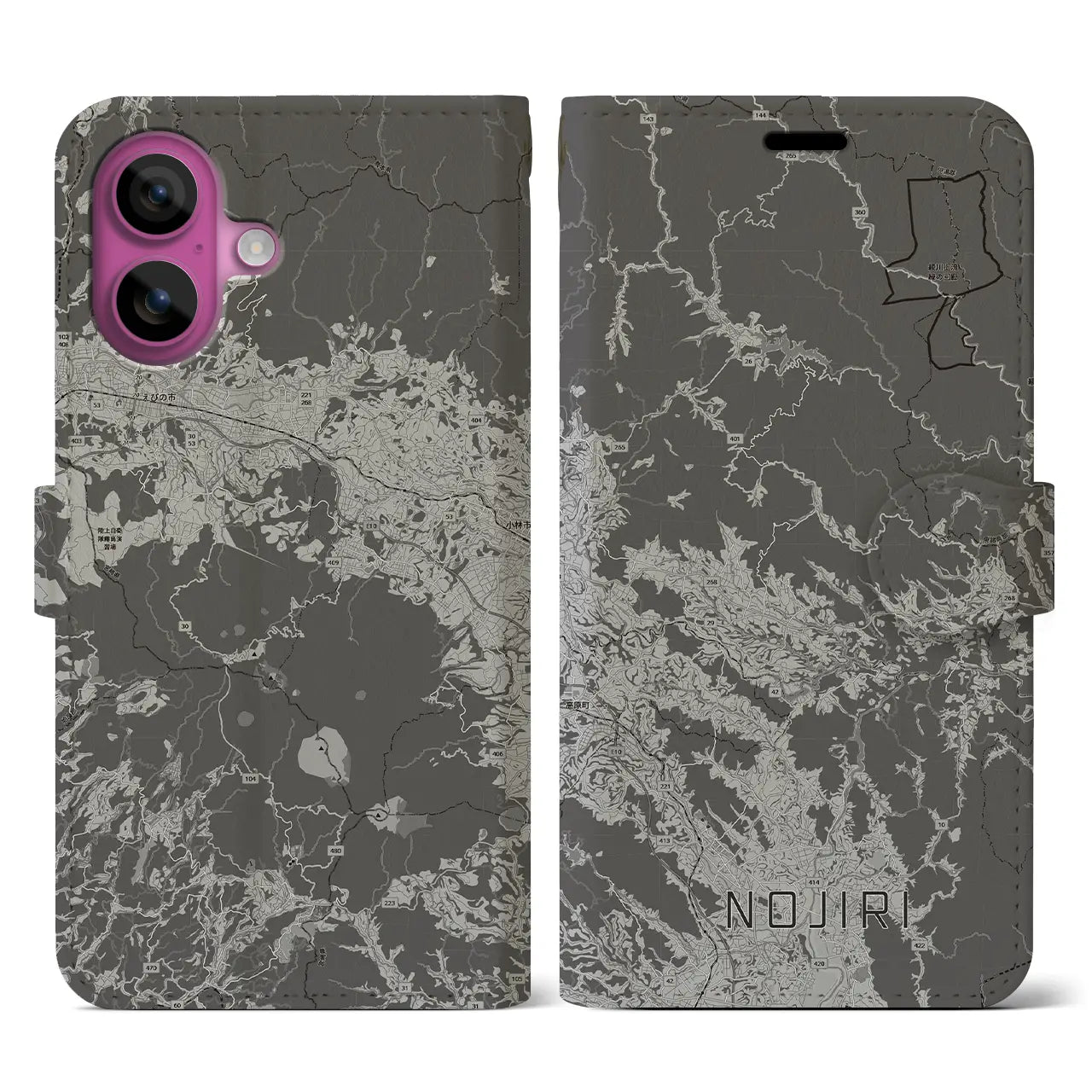 【野尻(宮崎県)】地図柄iPhoneケース(手帳タイプ)
