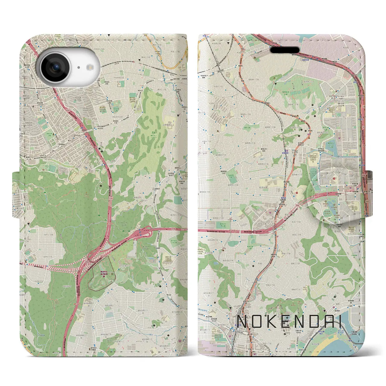 【能見台(神奈川県)】地図柄iPhoneケース(手帳タイプ)