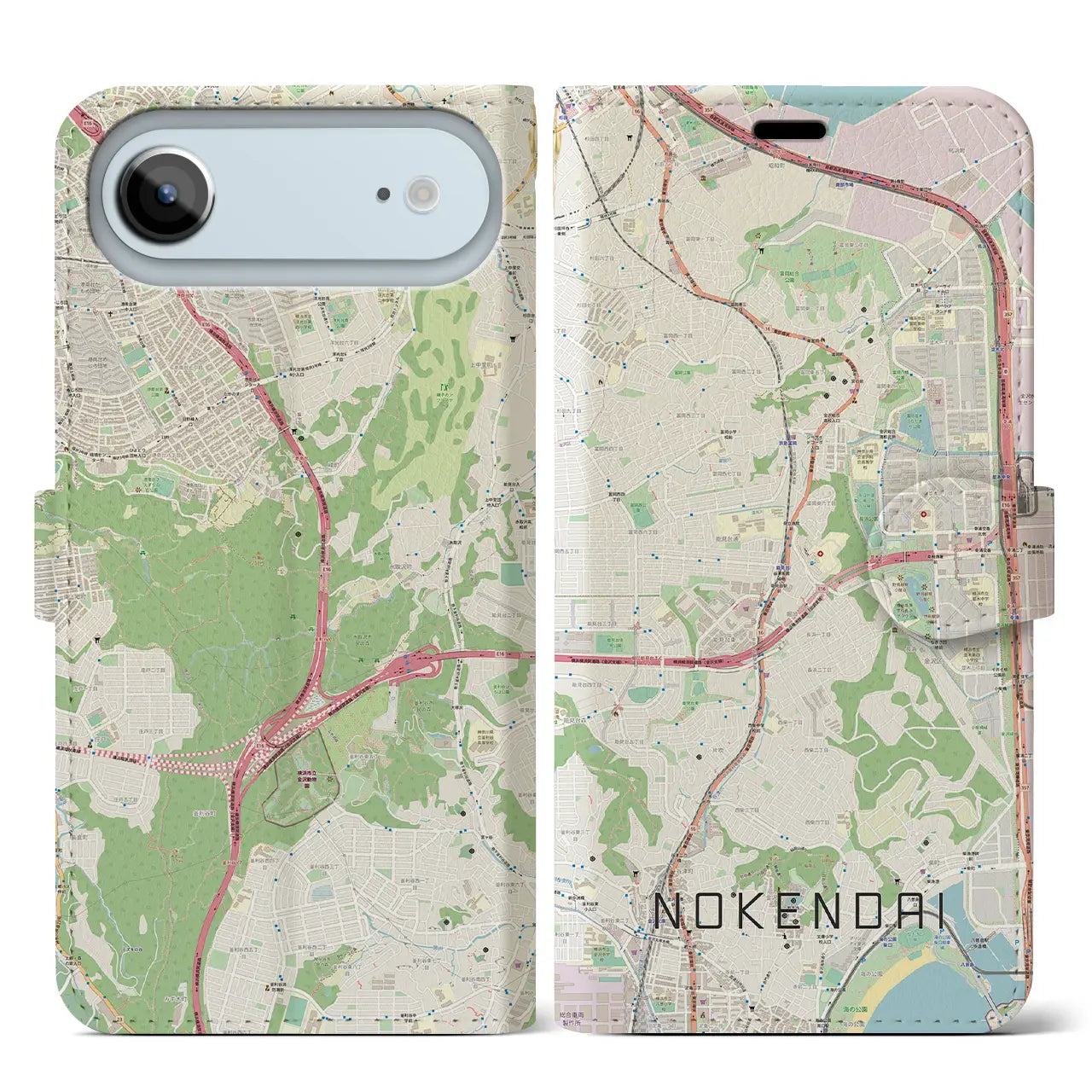 【能見台(神奈川県)】地図柄iPhoneケース(手帳タイプ)