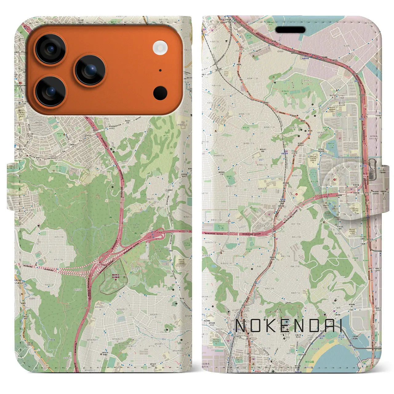 【能見台(神奈川県)】地図柄iPhoneケース(手帳タイプ)
