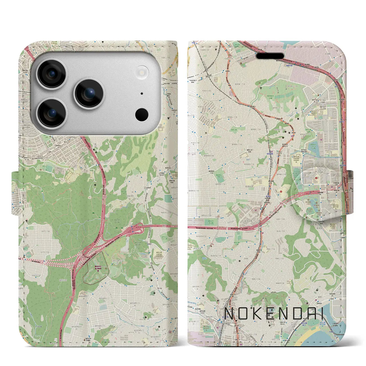 【能見台(神奈川県)】地図柄iPhoneケース(手帳タイプ)