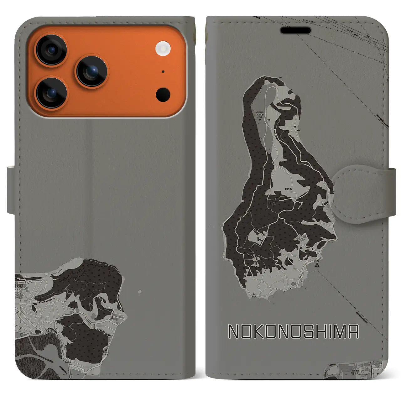 【能古島(福岡県)】地図柄iPhoneケース(手帳タイプ)