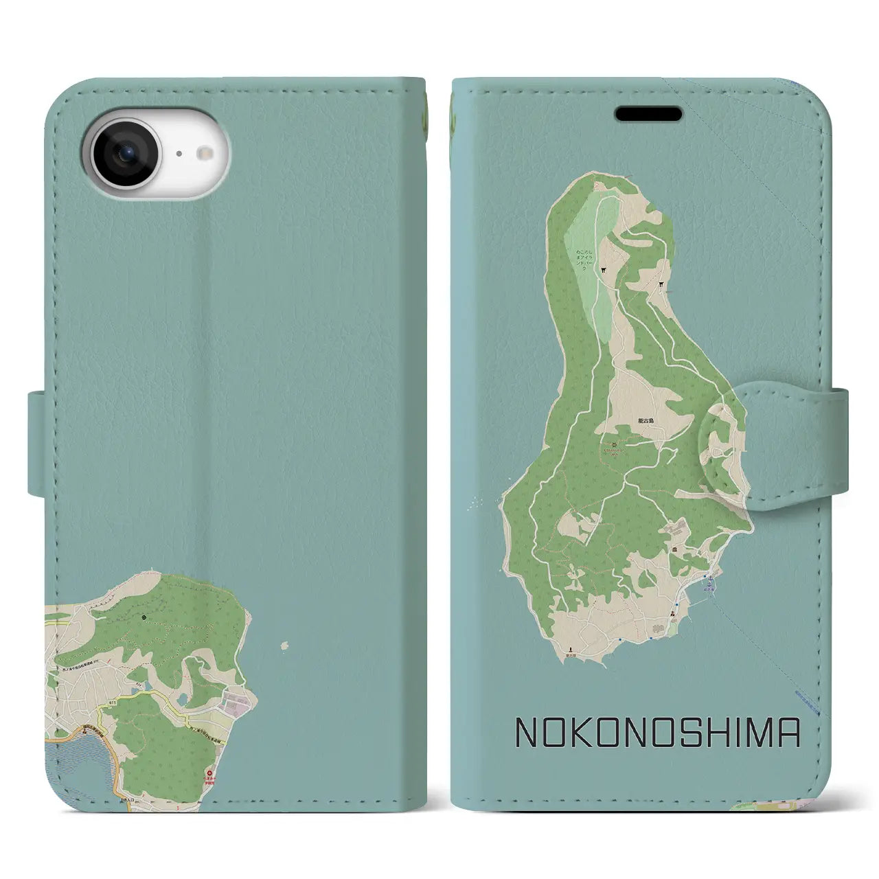 【能古島(福岡県)】地図柄iPhoneケース(手帳タイプ)