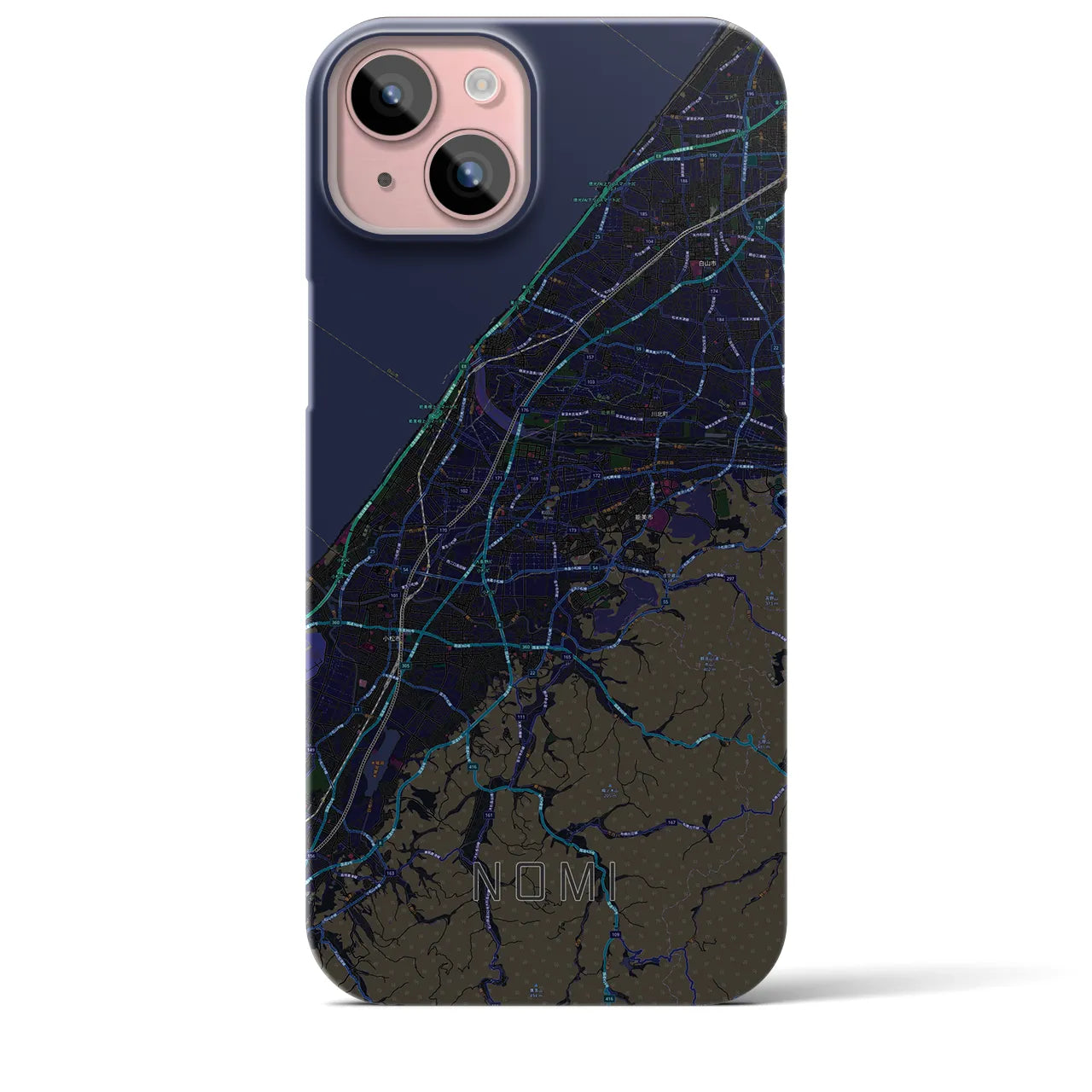 【能美(石川県)】地図柄iPhoneケース(バックカバータイプ)