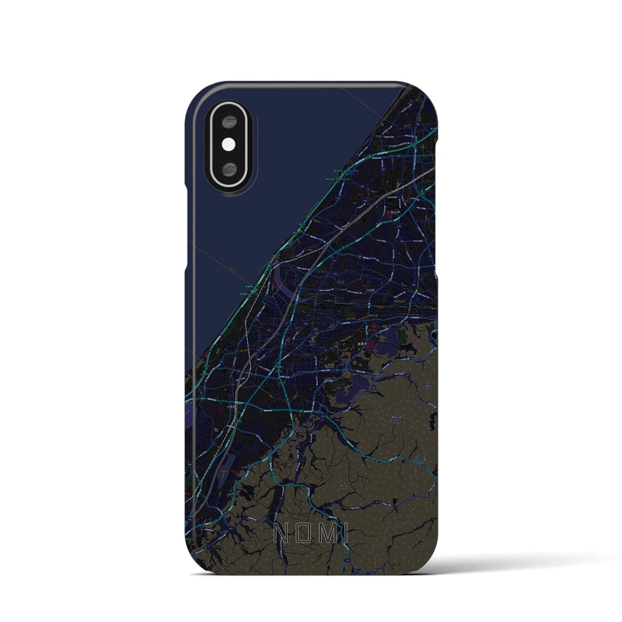 【能美(石川県)】地図柄iPhoneケース(バックカバータイプ)