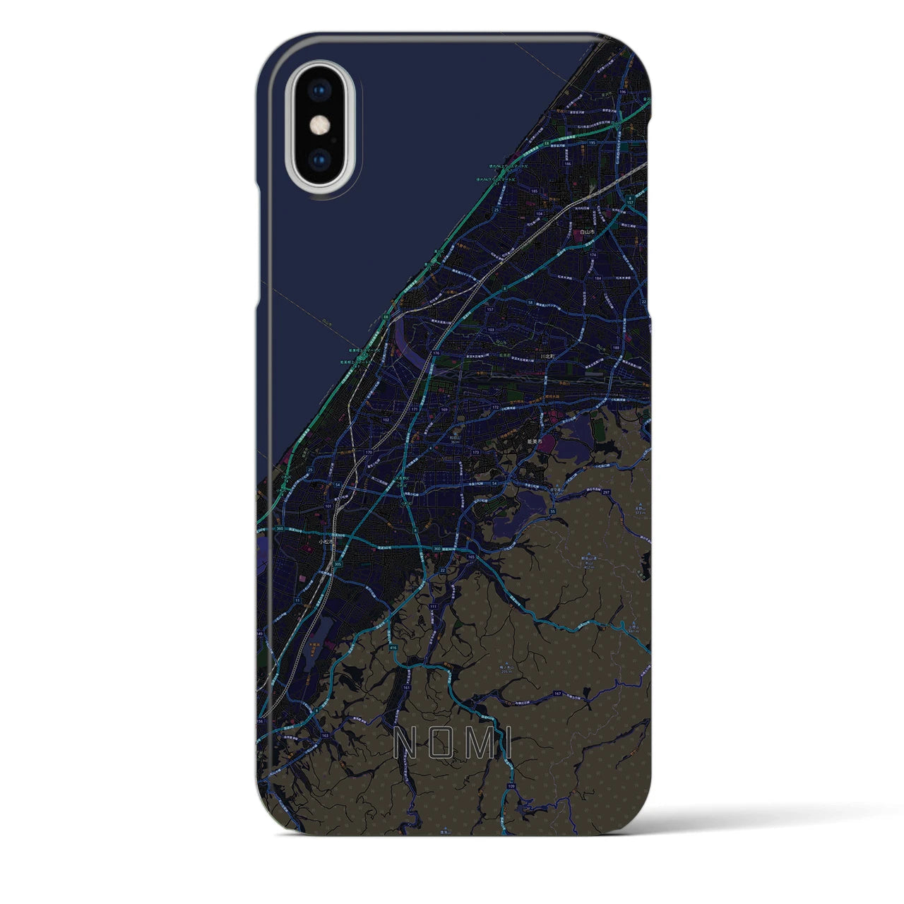 【能美(石川県)】地図柄iPhoneケース(バックカバータイプ)