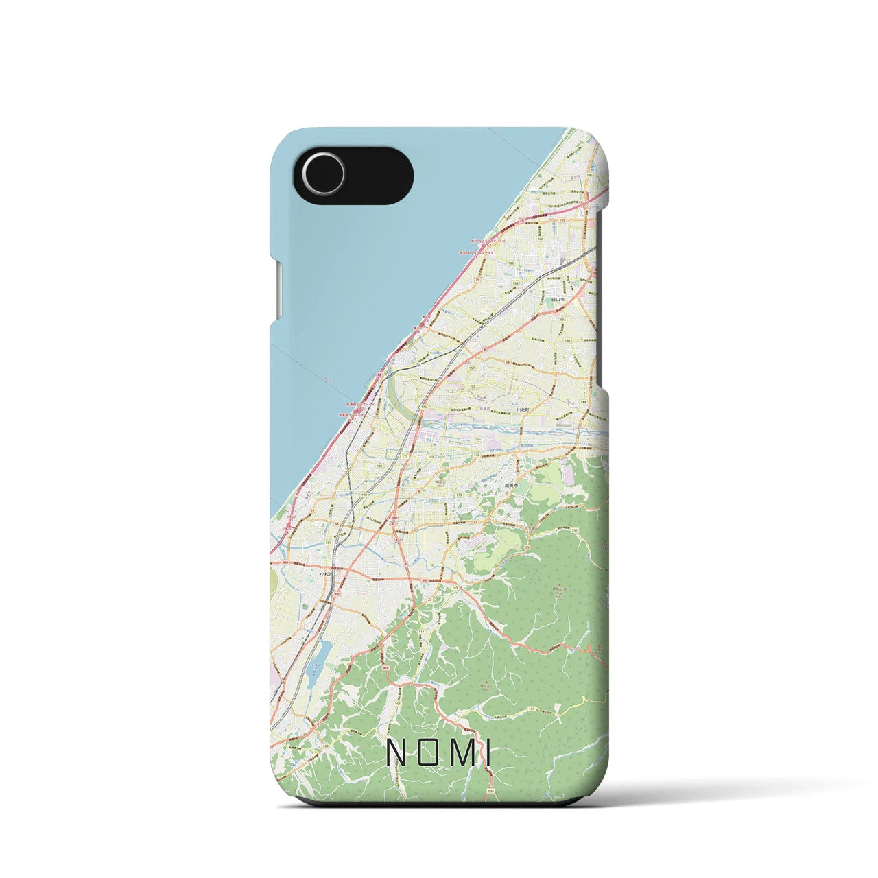 【能美(石川県)】地図柄iPhoneケース(バックカバータイプ)